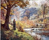 Stream Canvas Paintings - Morning by the Stream